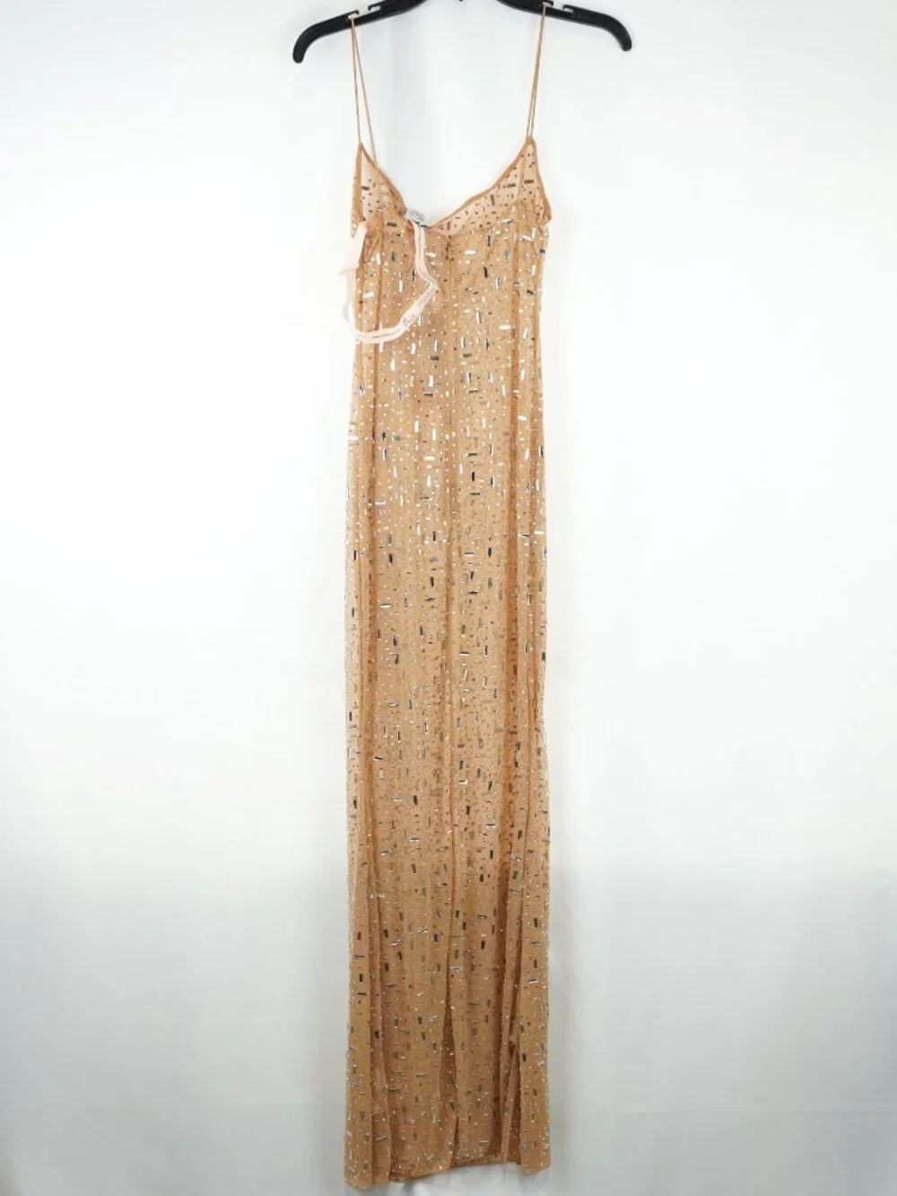 Oh Polly Antonella Sheer Embellished Evening Gown In Nude - Women's Size 8 - NWT - Picture 3 of 10